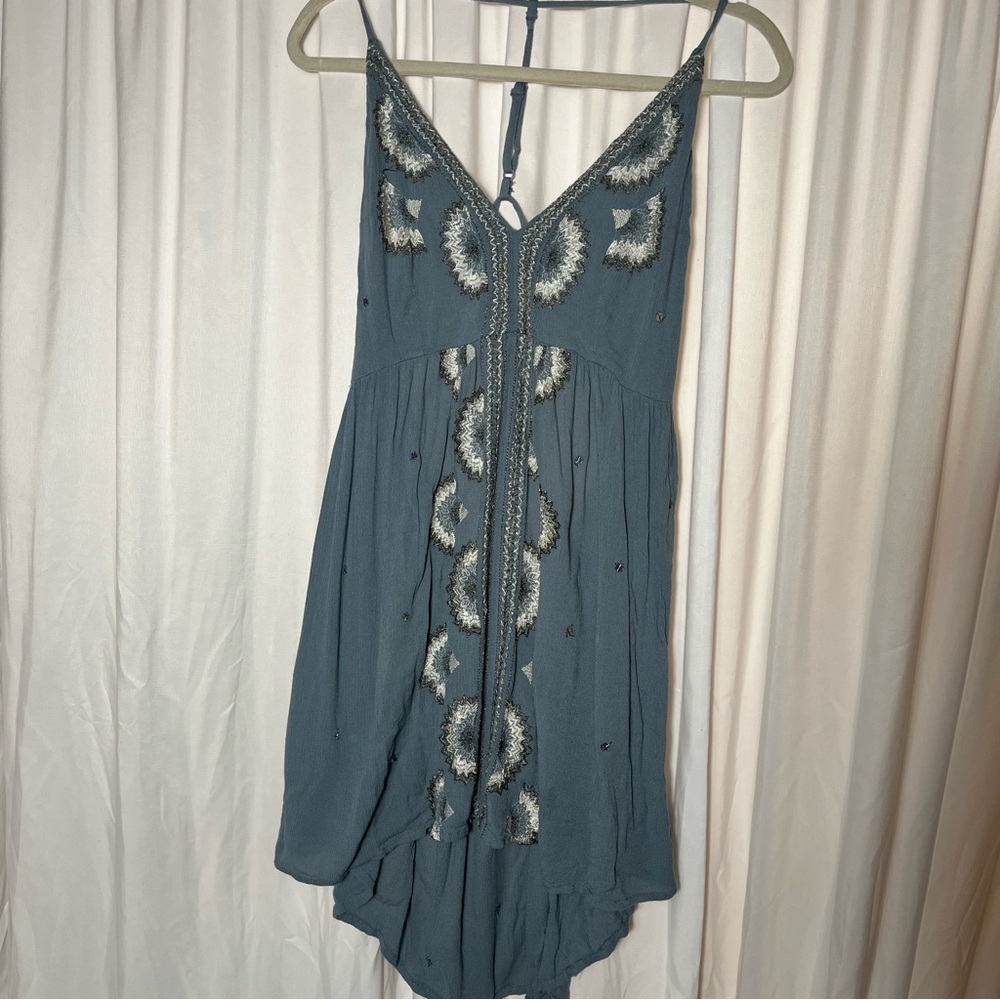 Free People Backless Embroidered Beaded Dress